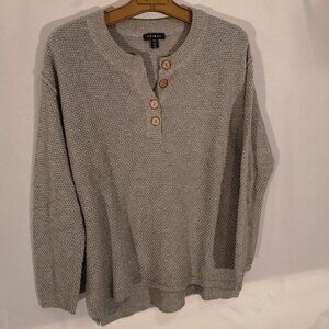 Tribal Ladies Size Small 1/4 Button Closure Long Sleeves Grey Sweater